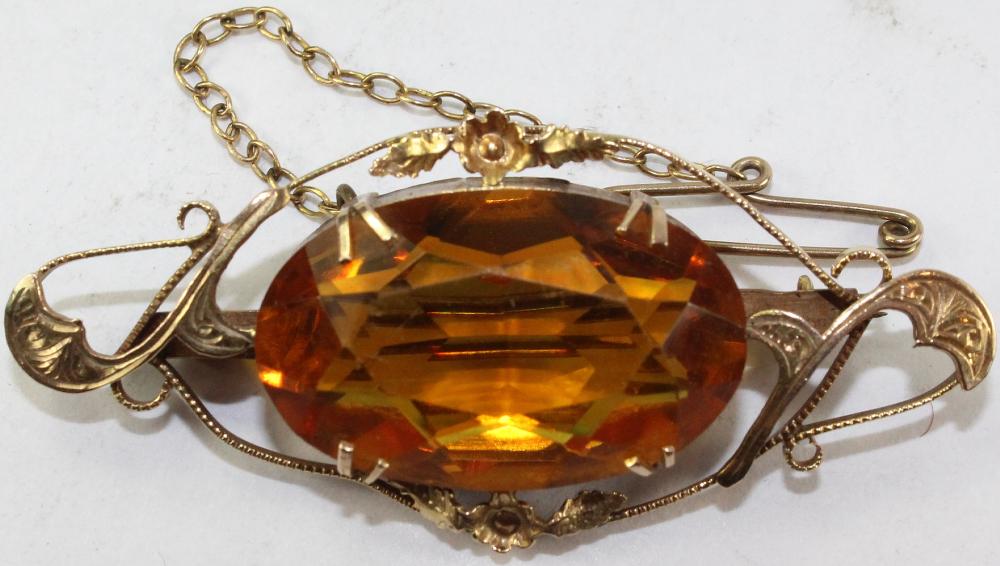 Vintage Citrine Brooch in 9... image