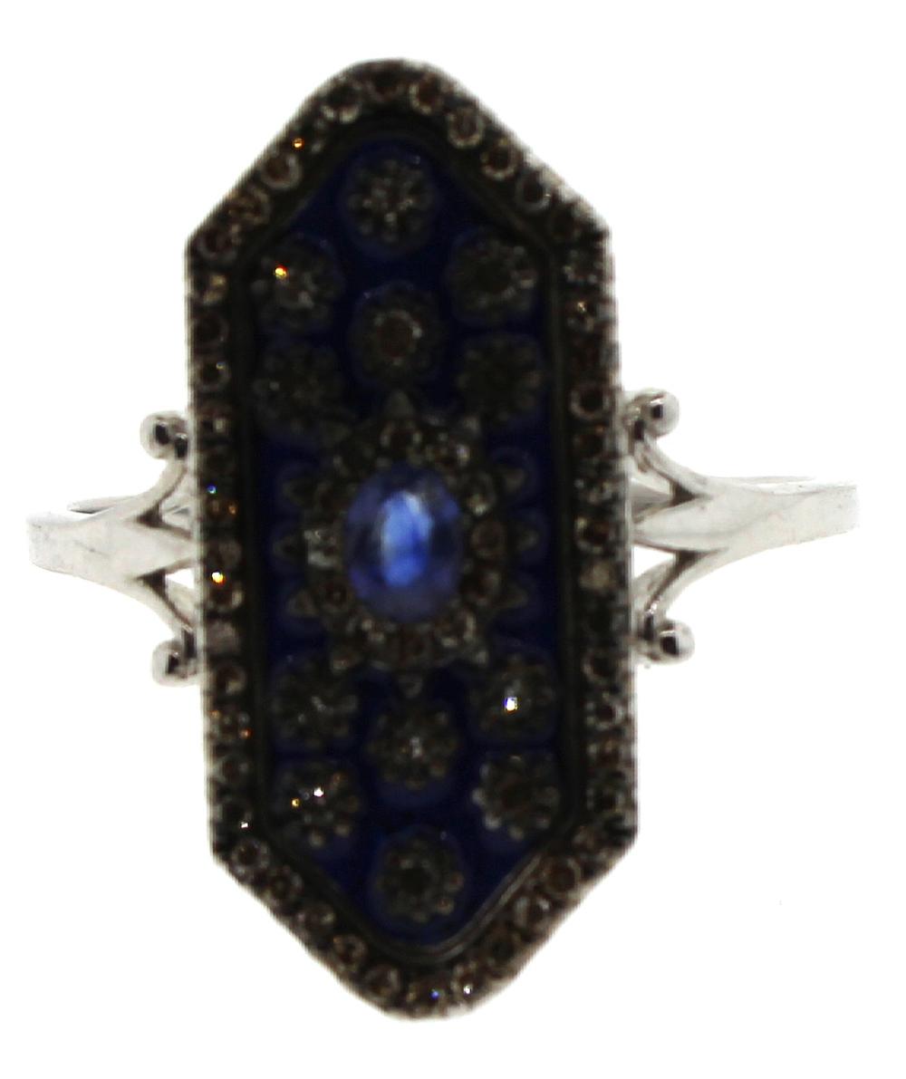 Diamond & Blue Enamel Ring ... image