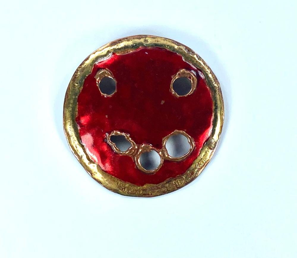 Costume Enamel & Copper Brooch image