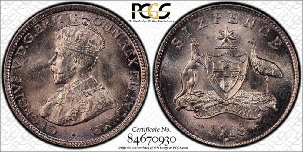 Australia. 1918 M Sixpence,... image