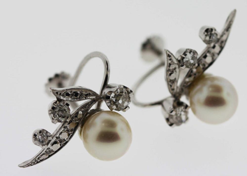 Pearl and Diamond Earrings ... image