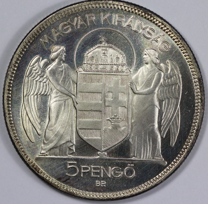 Hungary 1930 Silver 5 Pengo... image