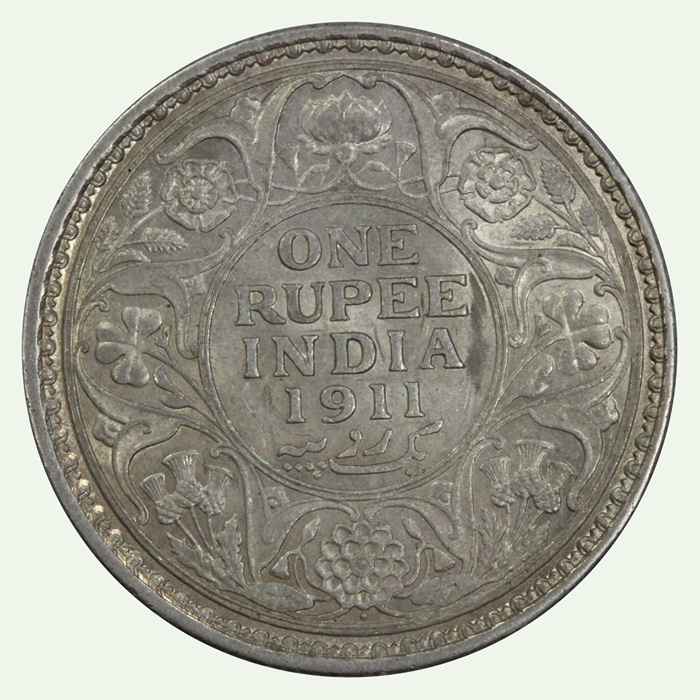 India 1911 'Pig' Rupee, Lus... image