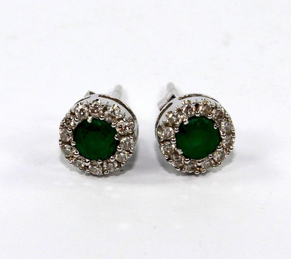 Emerald & Diamond Stud Earr... image