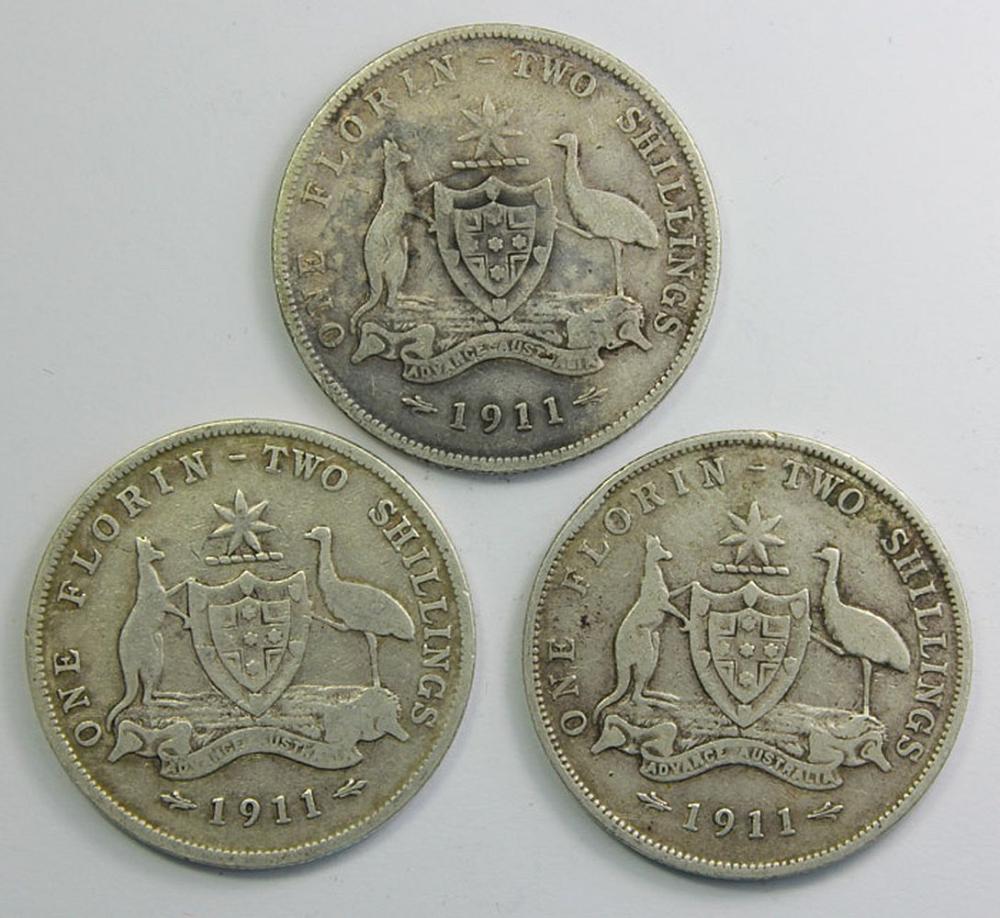 Australia 1911 Florin, VG /... image