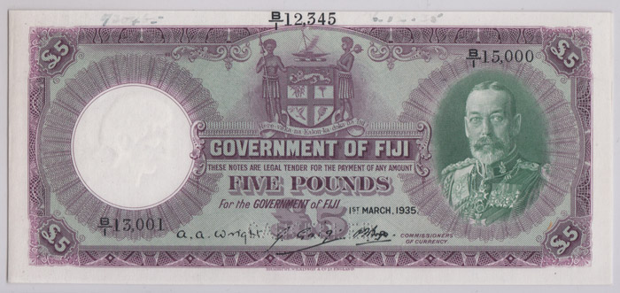 Fiji 1935 £5, Uncirculated image