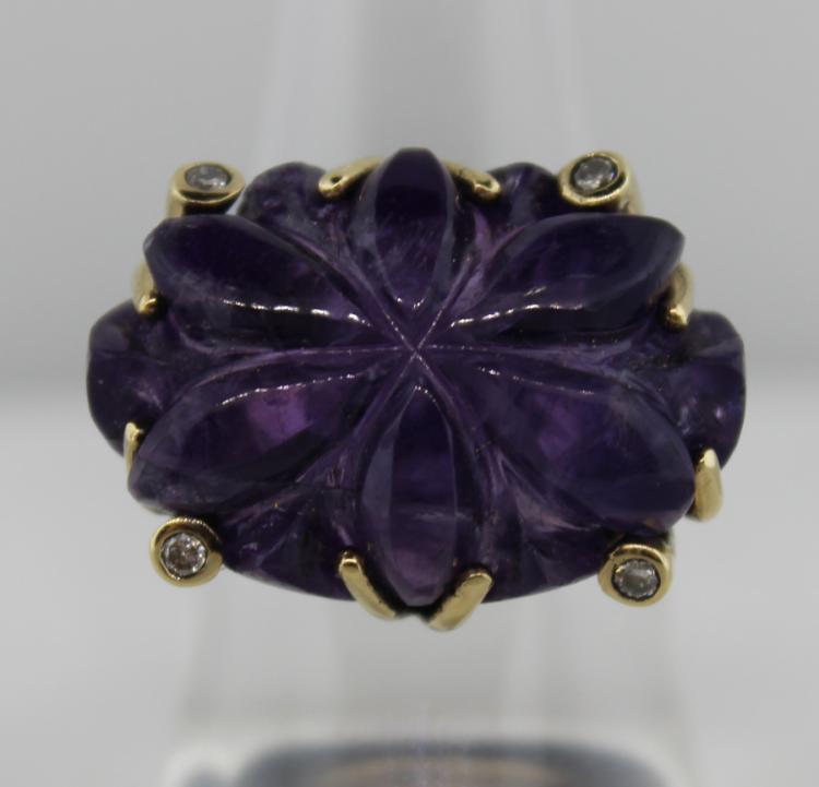 Carved Amethyst with Diamon... image