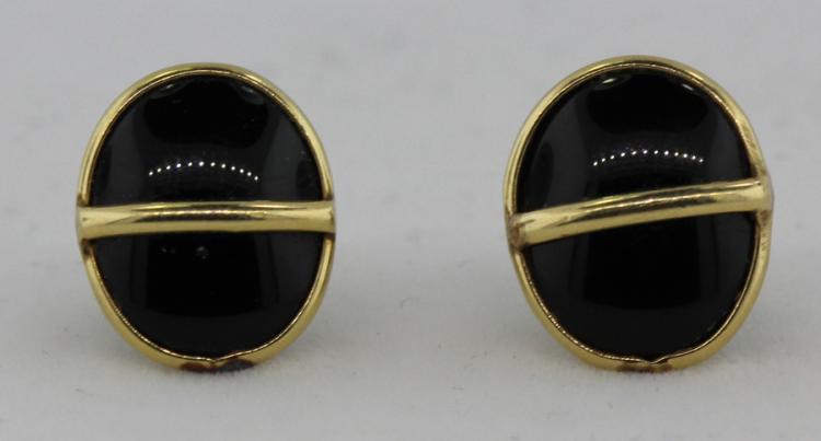 Onyx & 14ct Gold Earrings image