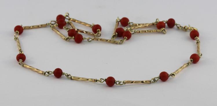 Red Coral Beads set in a 14... image