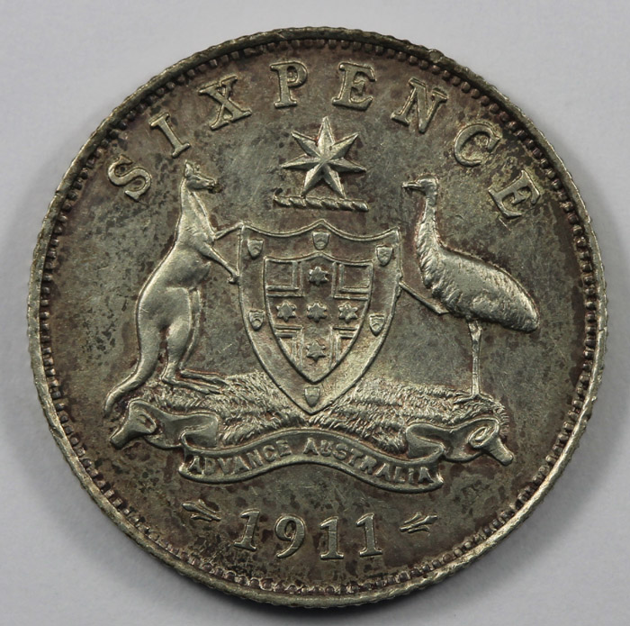 Australia 1911 Sixpence, To... image