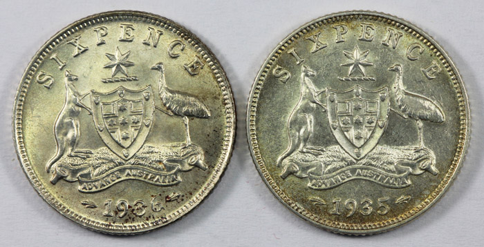 Australia 1935 & 1936 Sixpe... image