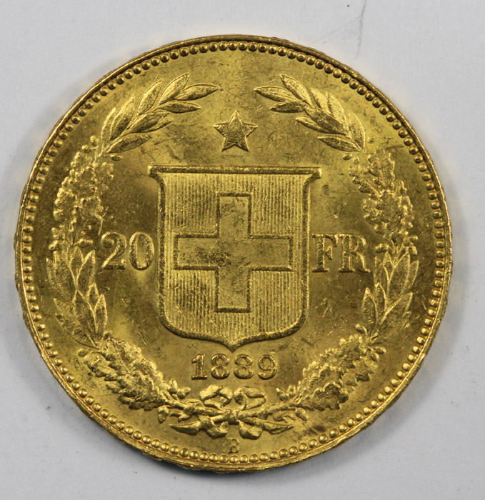 Switzerland 1889 Gold 20 Franc image