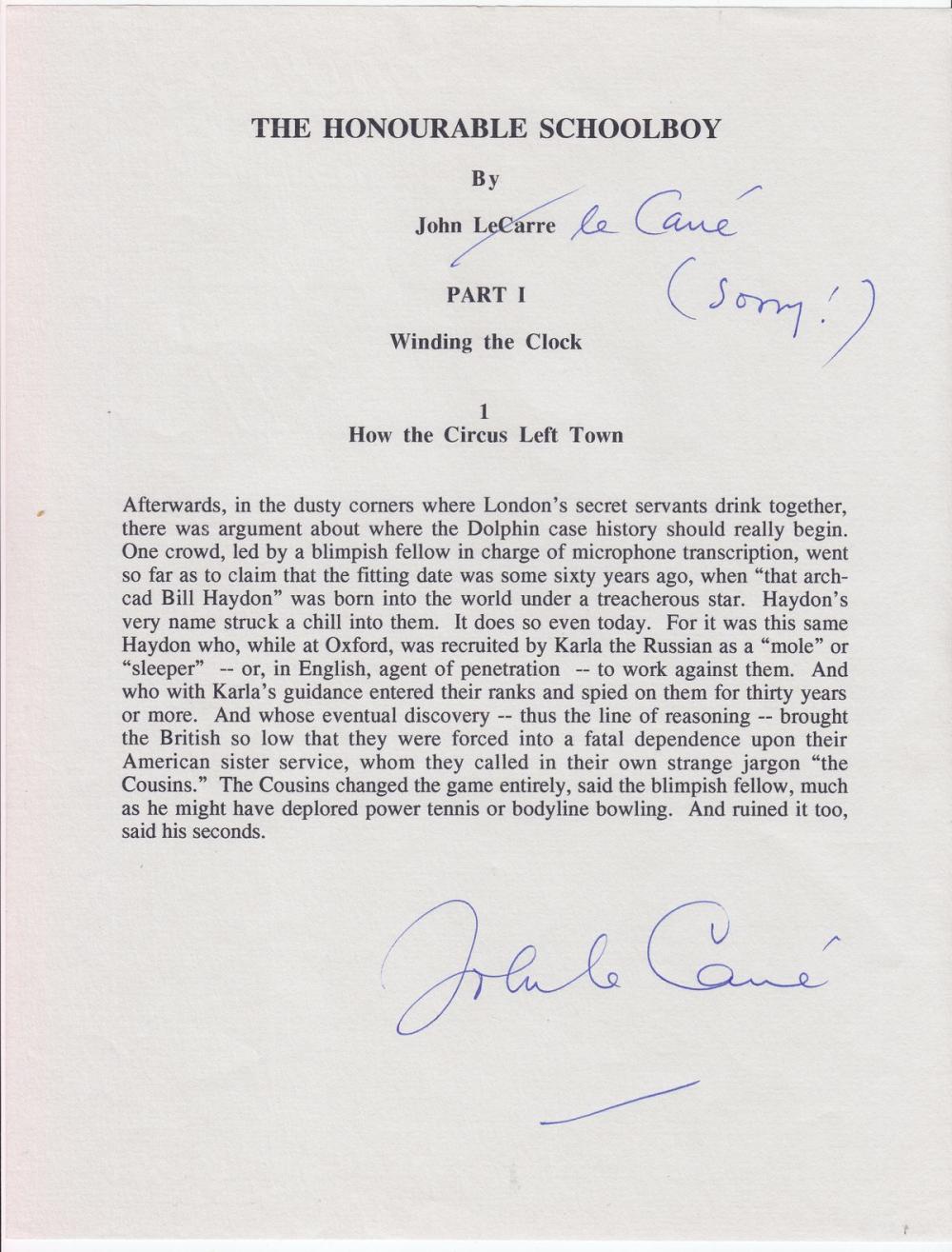 John Le Carre signature on ... image