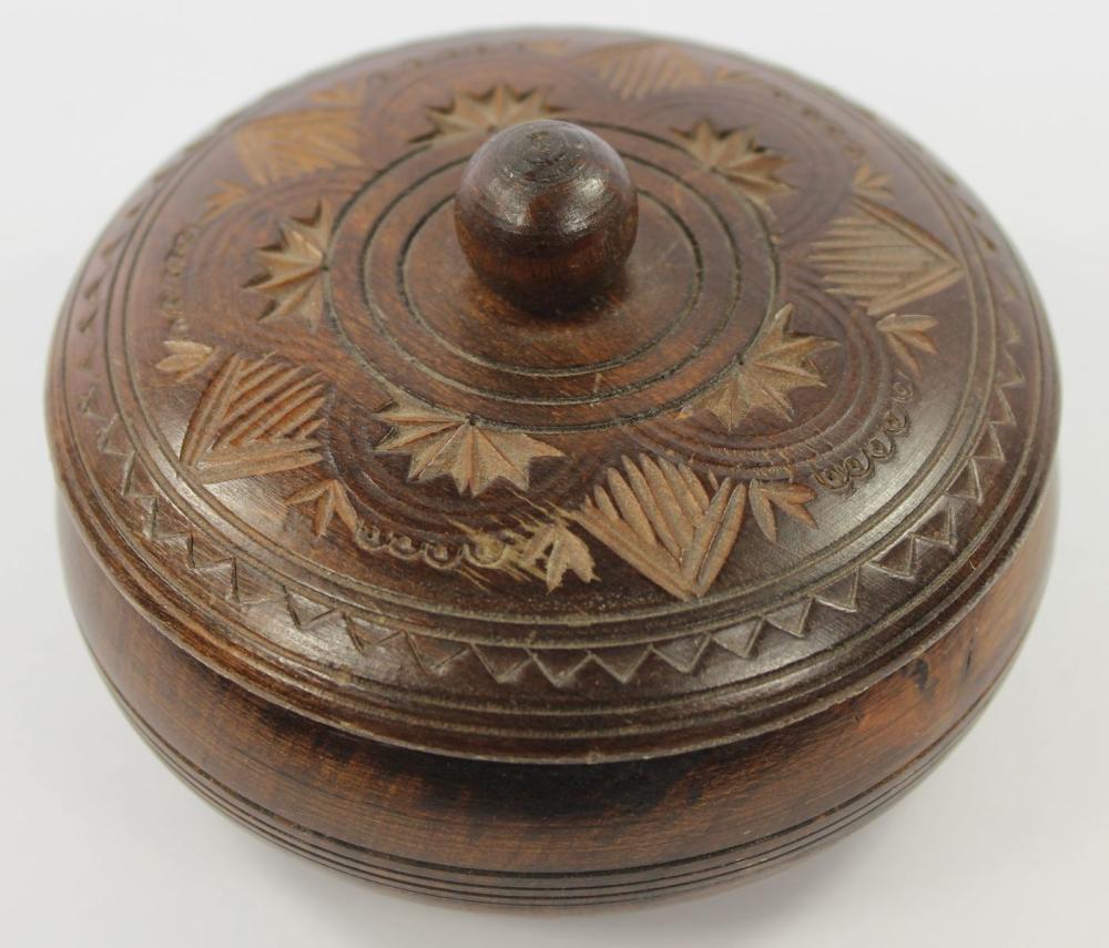 Lidded Carved Wood Vessel image