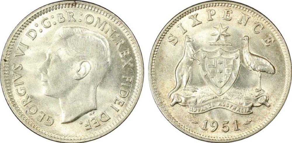 Australia 1951 (M) Sixpence... image