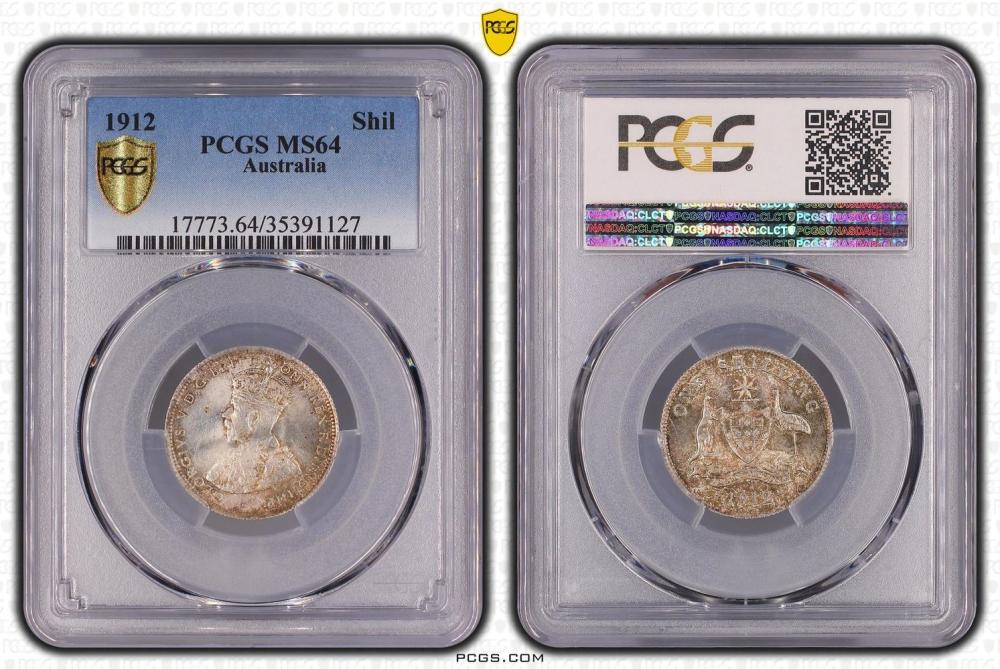 Australia 1912 Shilling, PCGS MS64