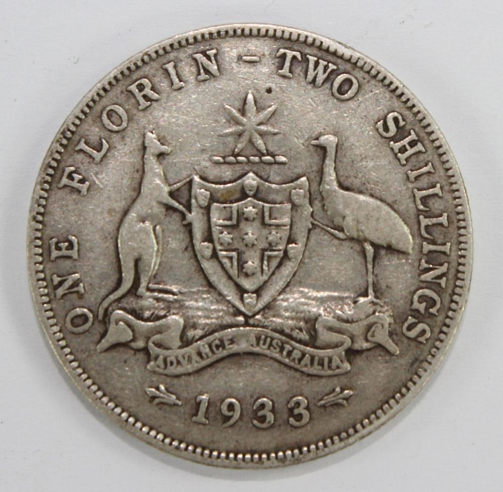 Australia 1933 Florin, VG/Fine image