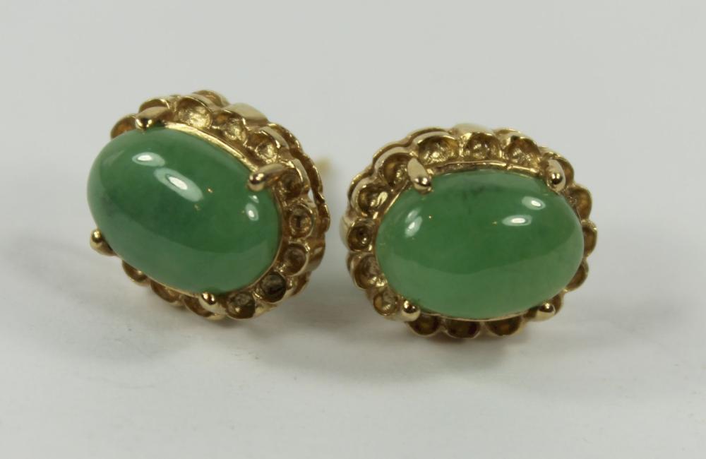 Jade Earrings in 14ct Yello... image