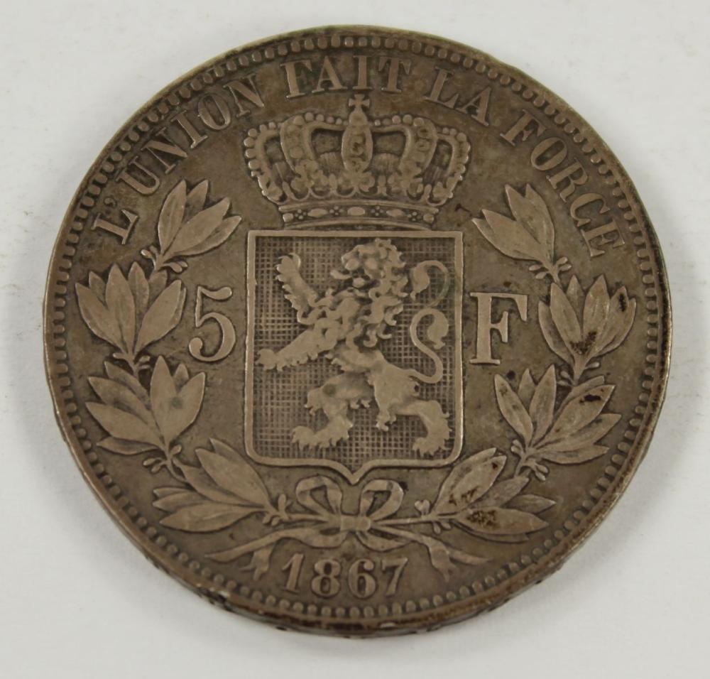 Belgium 1857 Silver (900) 5... image