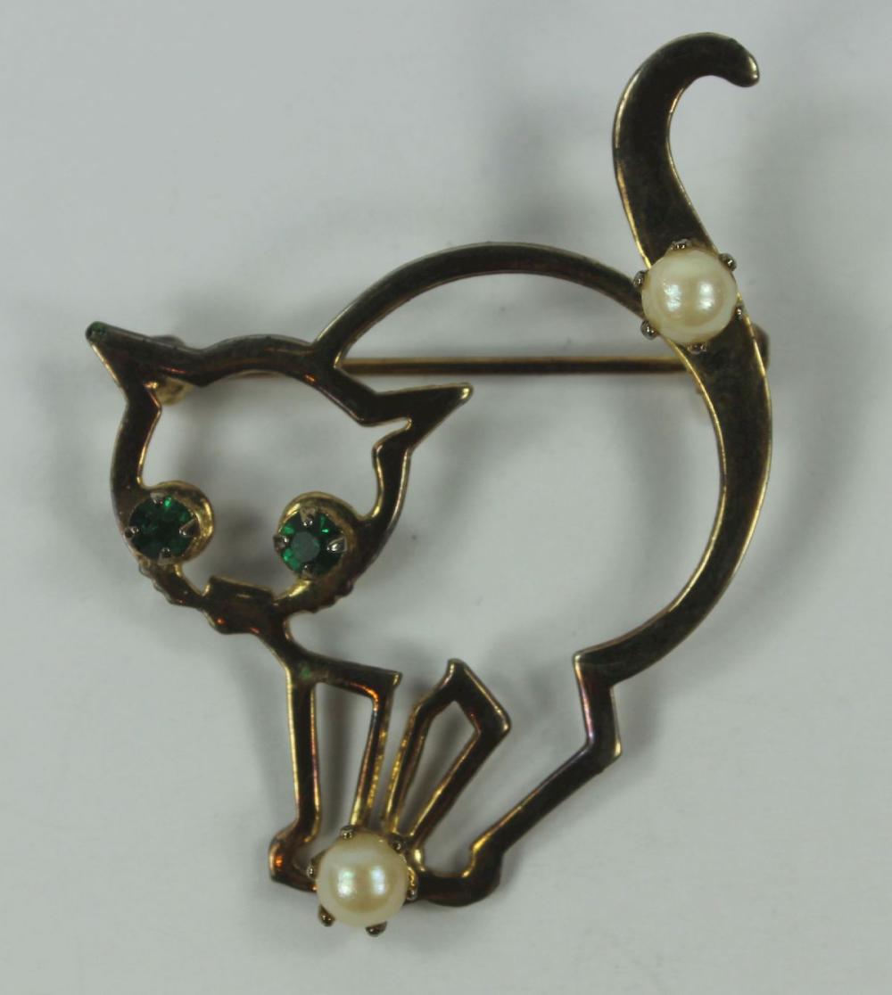 Gold-plated Cat Brooch with... image