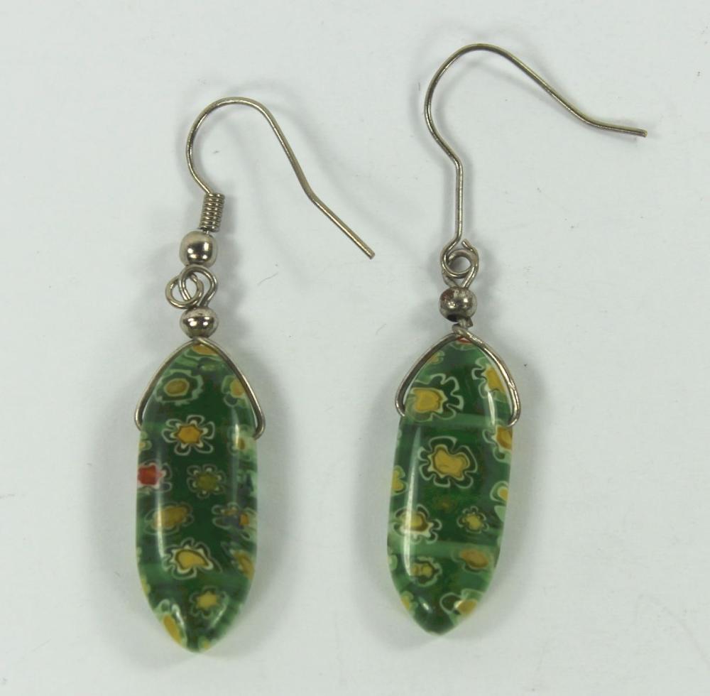 Glass Millefiori Drop Earri... image