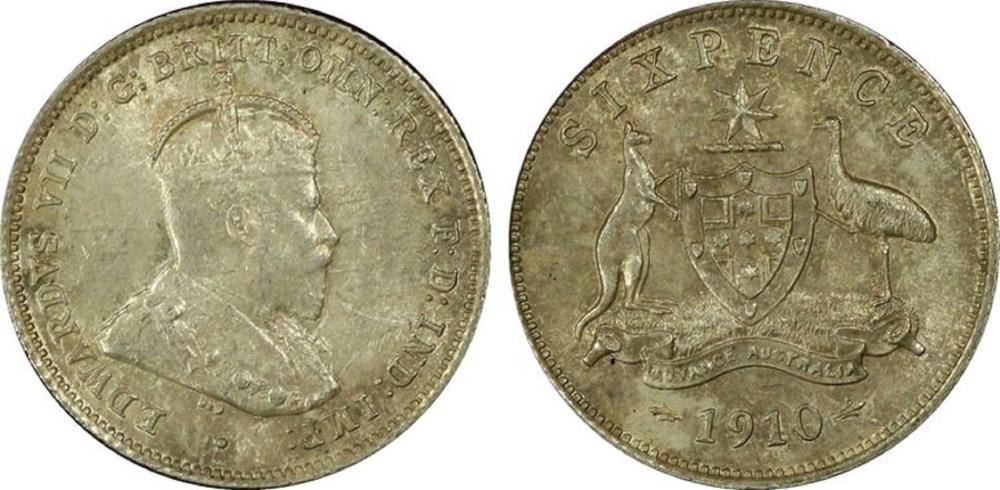 Australia 1910 Sixpence, PC... image