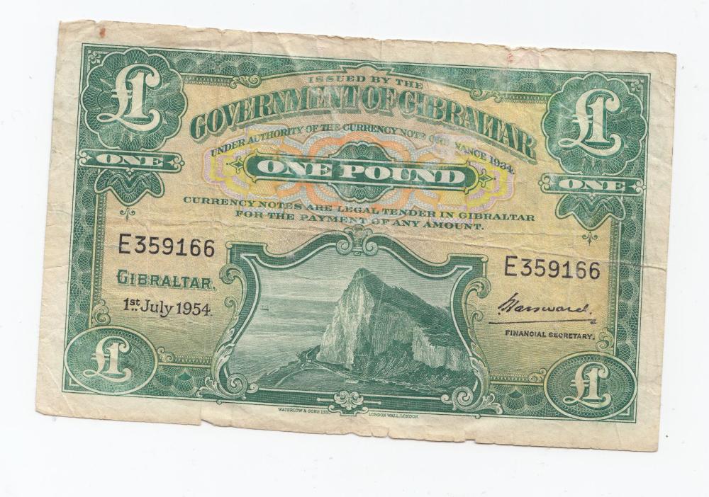 Gibraltar 1st July 1954 £1,... image