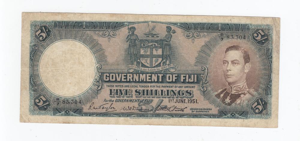 Fiji '1st June 1951' 5/-, G... image