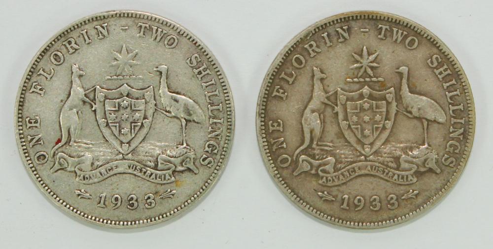 Australia 1933 Florin, VG/F... image