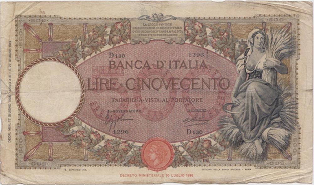 Italy. (21.3.1930) 500 Lire... image