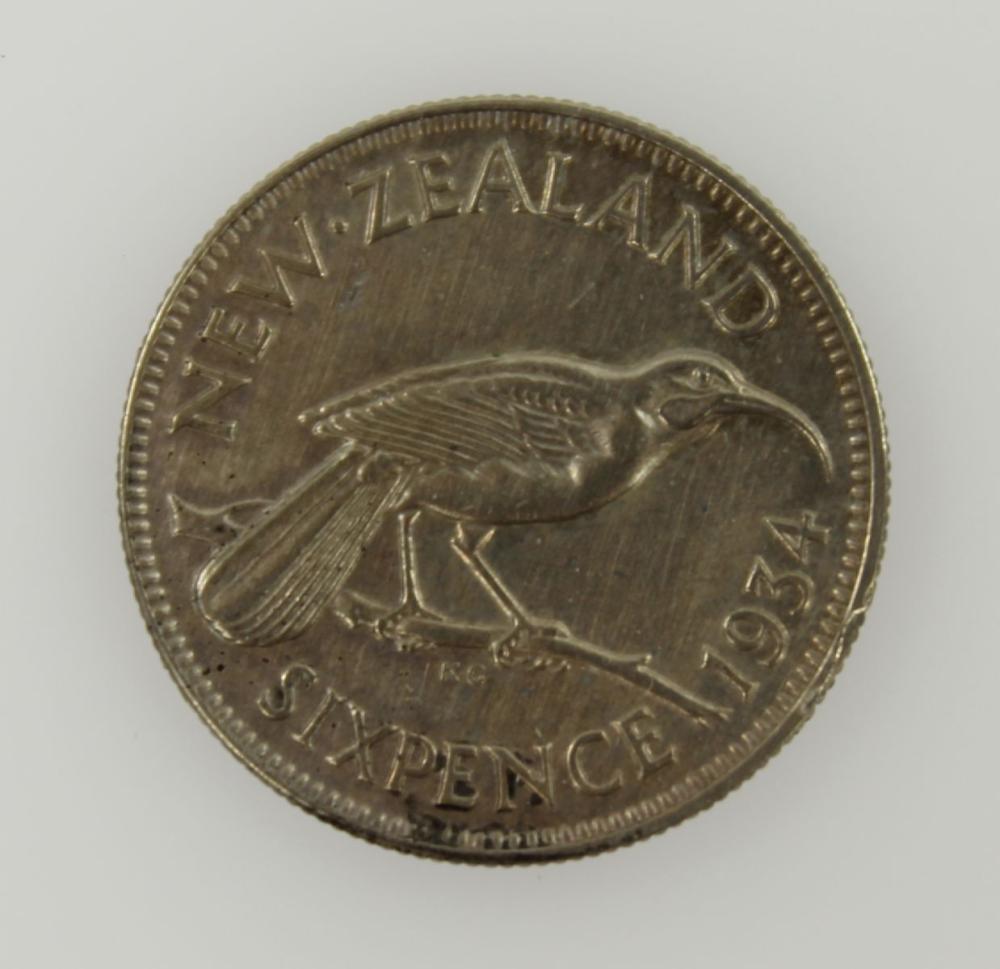 New Zealand 1934 Sixpence, ... image