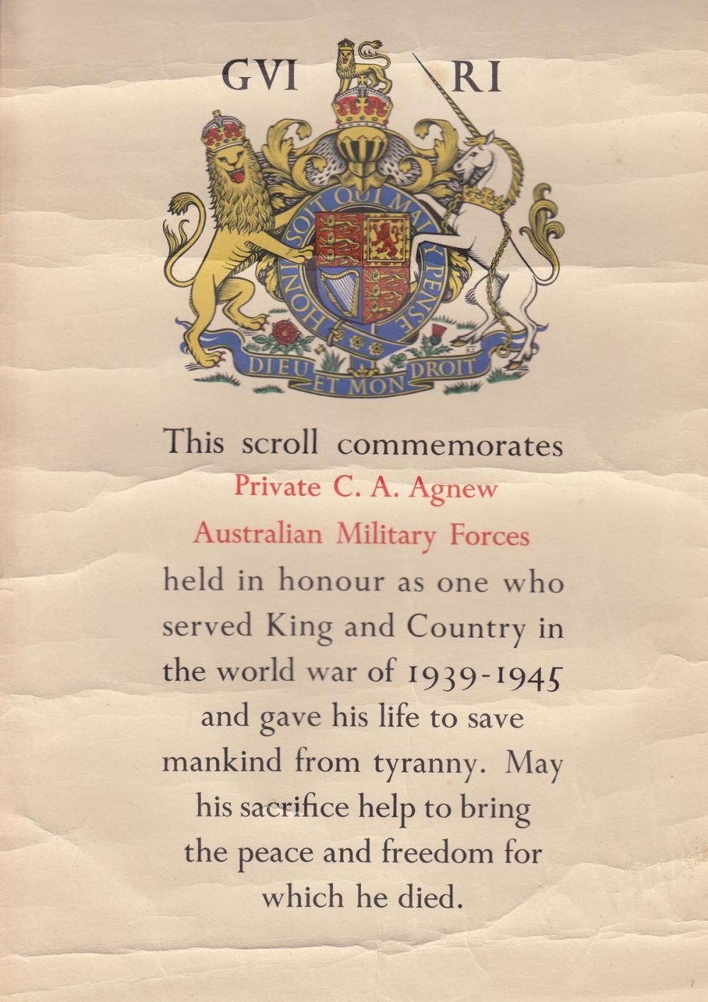 WWII Condolence Certificate... image