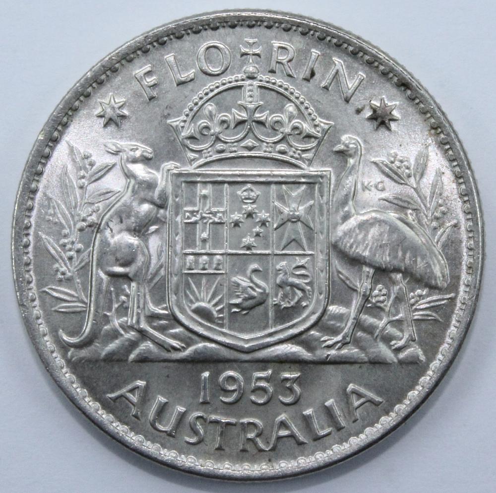 Australia 1953 Florin, near... image