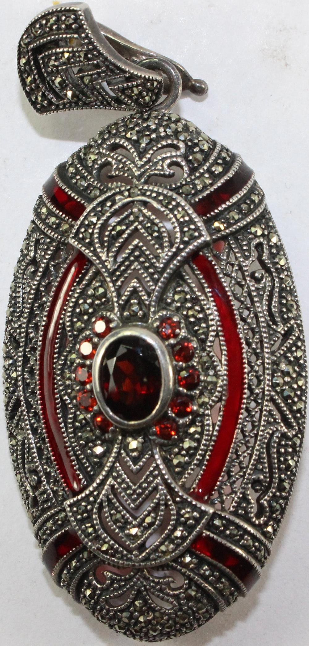 Vintage Marcasite and Garne... image