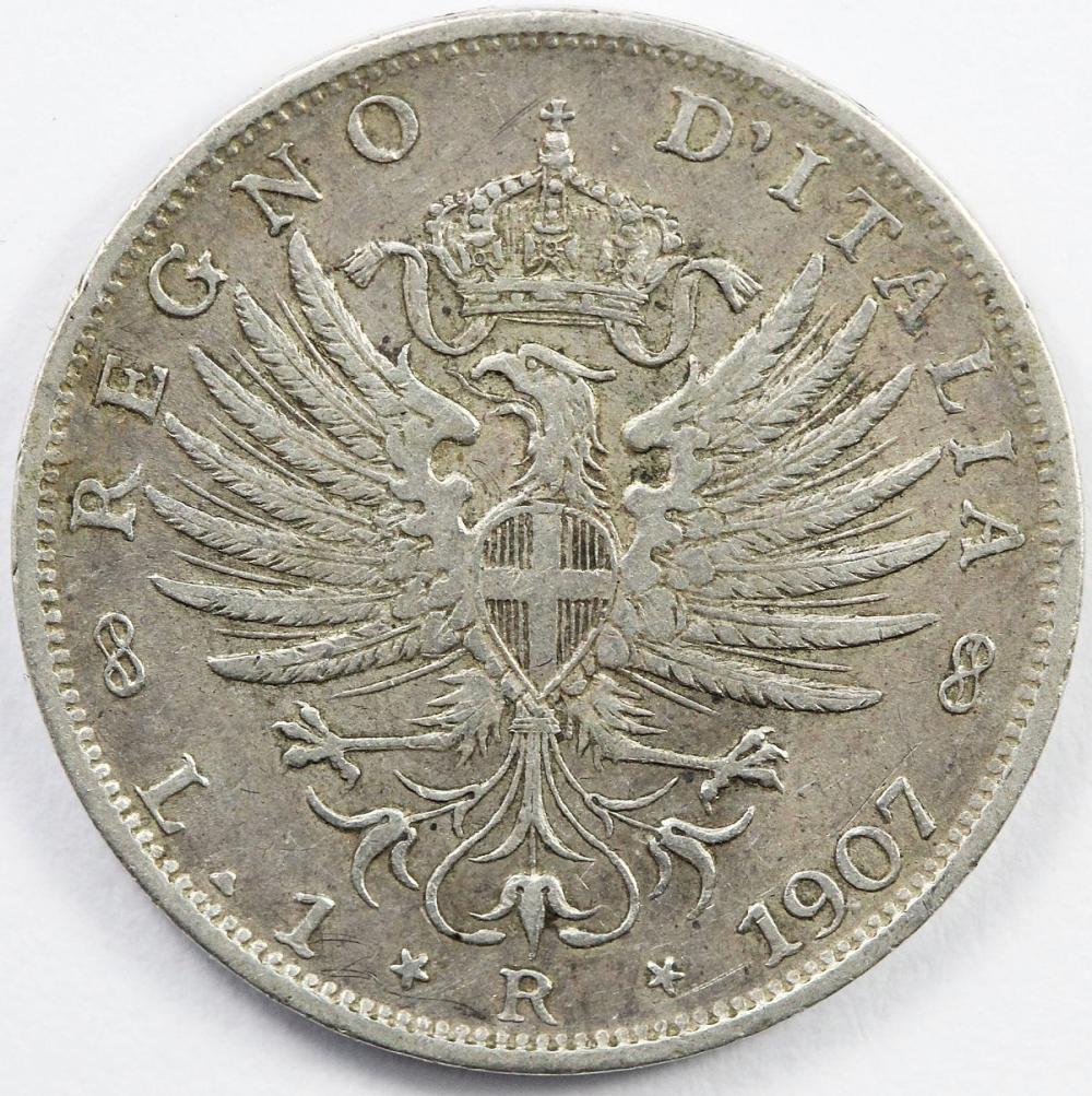 Italy 1907 R Silver Lire, E... image