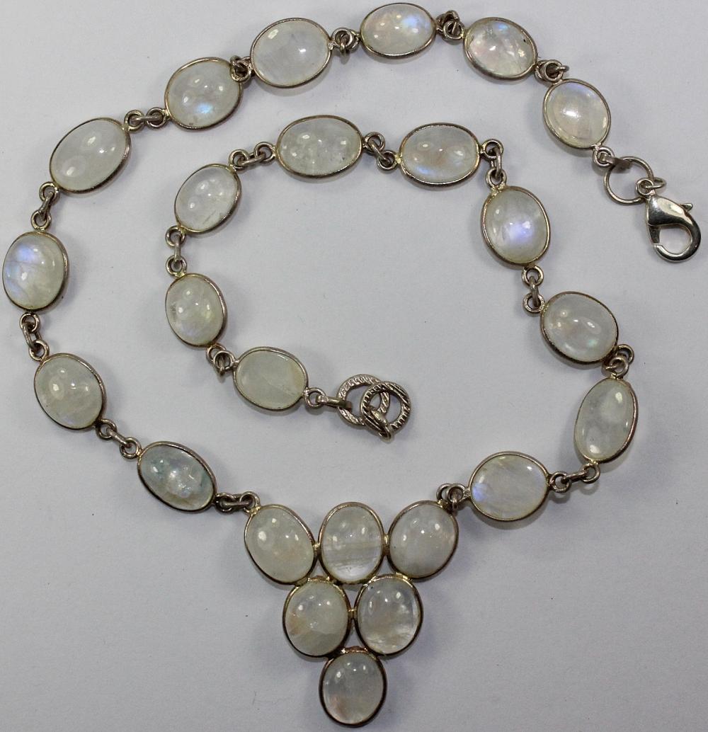 Moonstone Necklace in Sterling (0.925) Silver