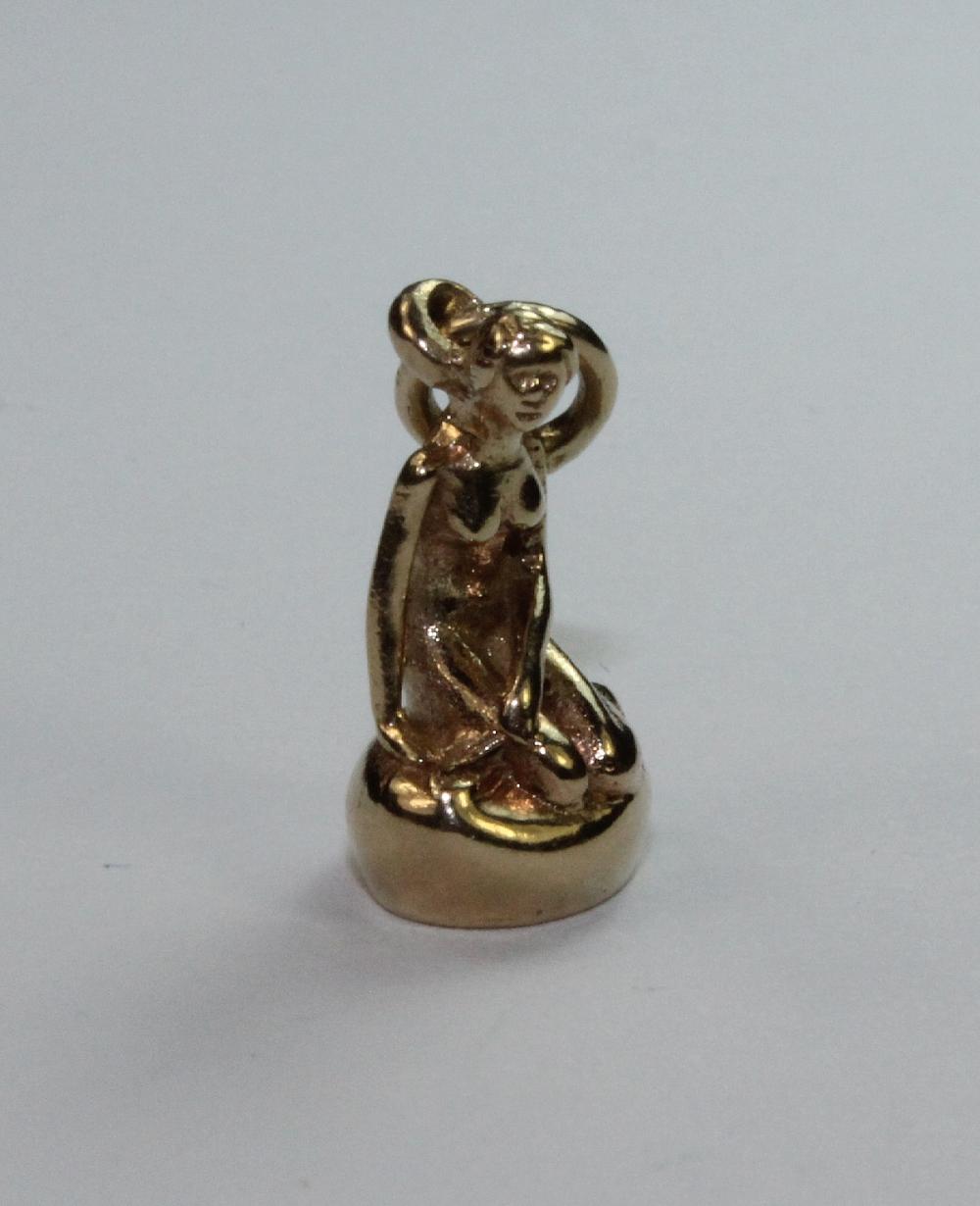 Mermaid on Rock in 14ct Yel... image