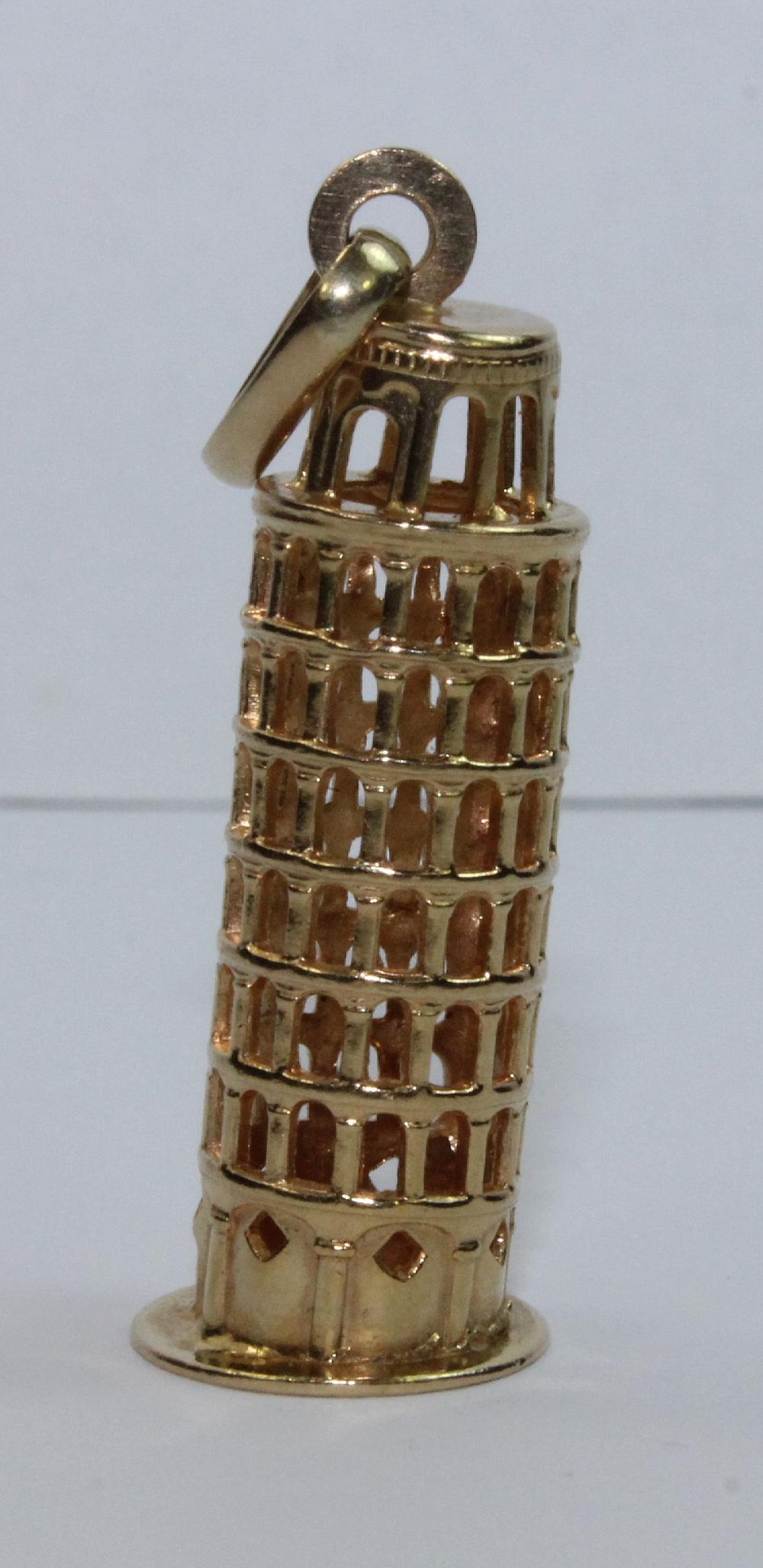 Tower of Pisa Charm in 18ct... image