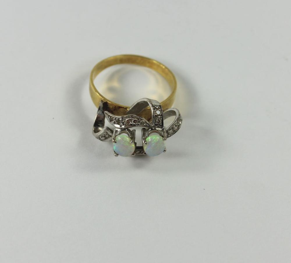 Solid Opal & Diamond Ring i... image