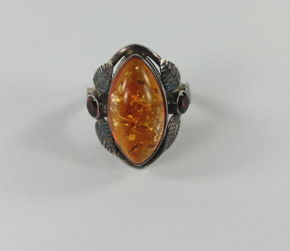 Amber Ring in Sterling (925... image