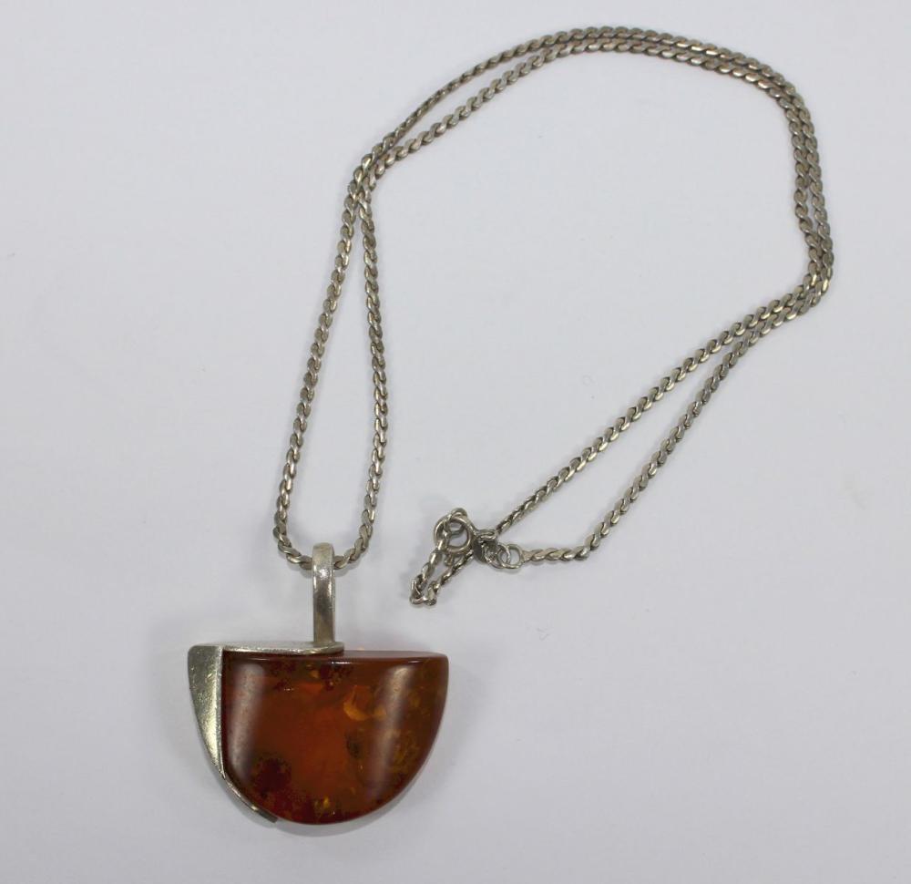 Amber Pendant with Sterling... image