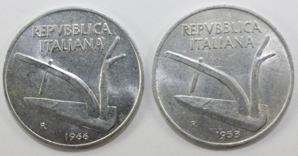 Italy. 1953R & 1966R 10 Lir... image