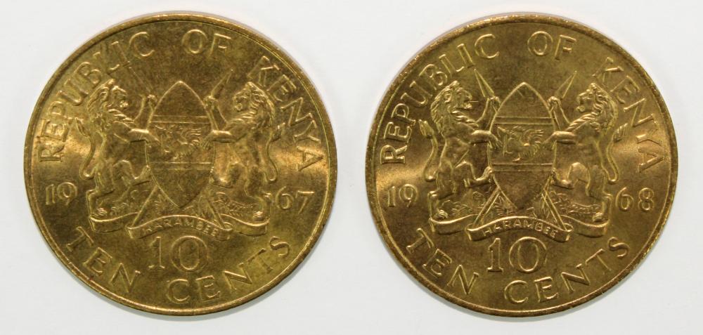 Kenya 1967 & 1968 Ten Cents... image