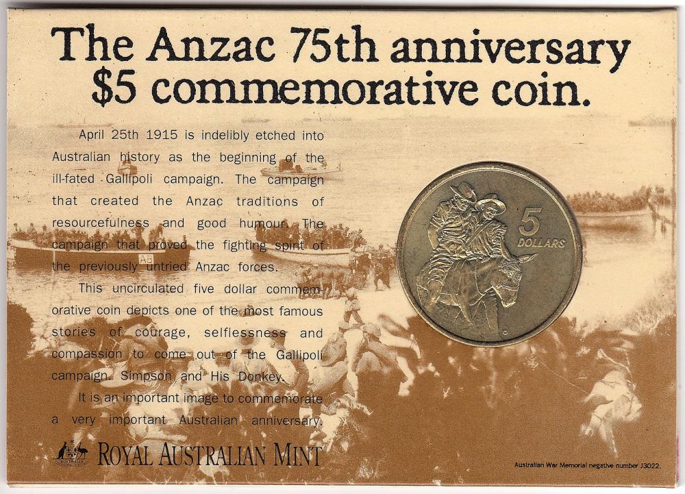 Australia. 1990 'Anzac' $5 ... image