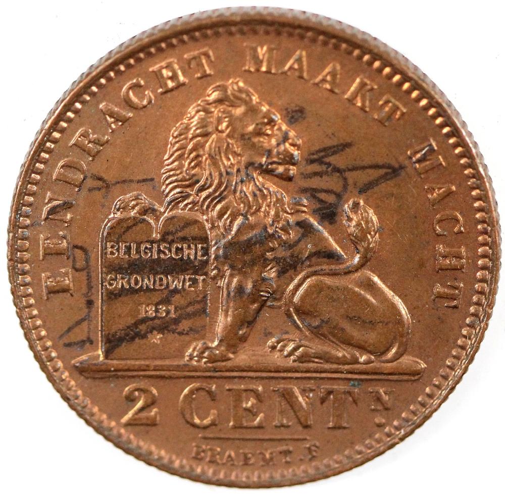 Belgium. 1911 2 Cent, Choic... image