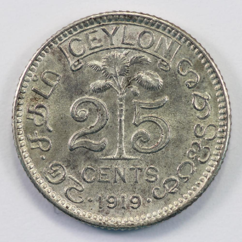 Ceylon. 1919 25 Cents, ligh... image