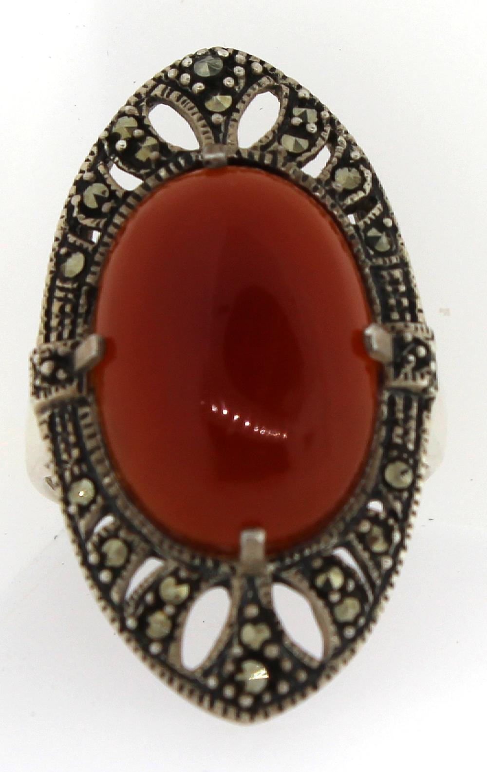 Carnelian & Marcasite Ring ... image