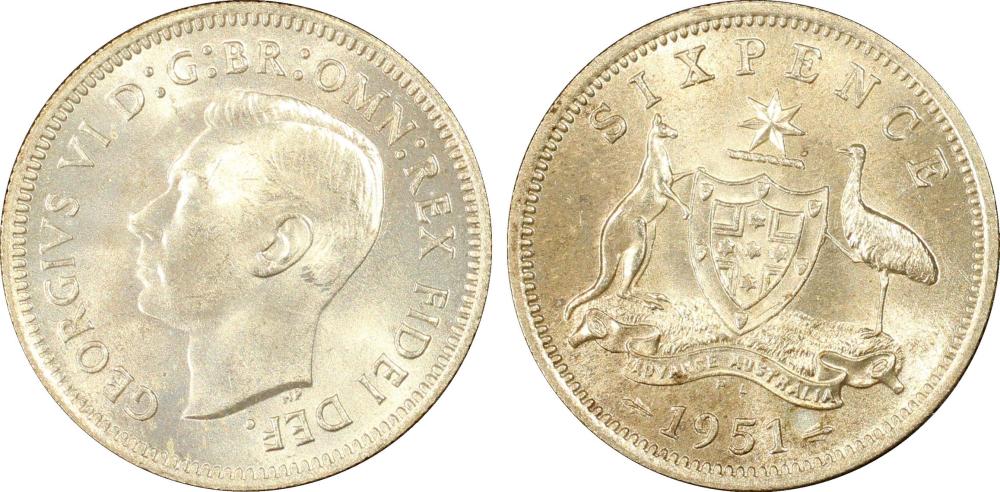 Australia 1951 PL Sixpence,... image