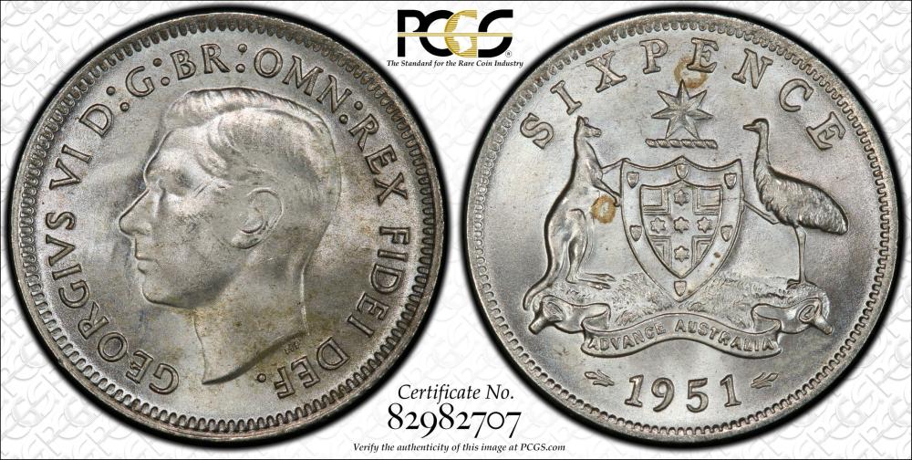 Australia 1951 M Sixpence, ... image