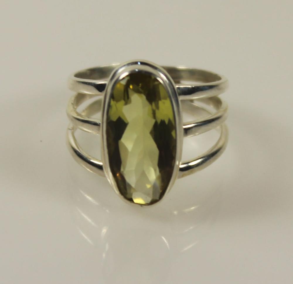 Faceted Lemon Citrine Ring in Sterling (925) Silver